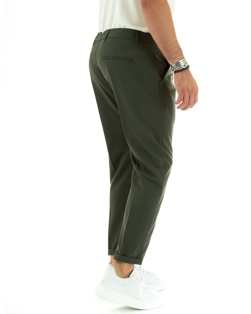 Pantaloni Uomo Lungo Tinta Unita Classico Elegante Tasca America Verde GIOSAL-P5867A