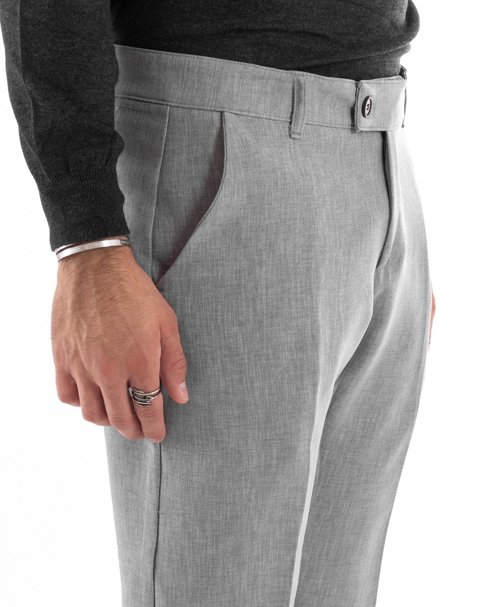 Pantaloni Uomo Tasca America Classico Grigio Melangiato Abbottonatura Allungata Casual GIOSAL-P5909A