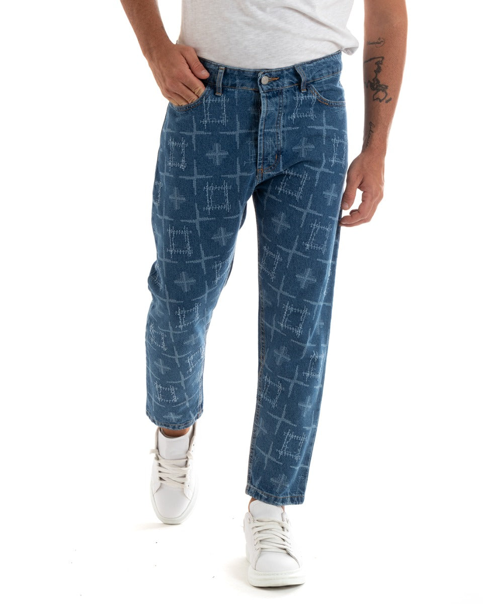 Pantaloni Jeans Uomo Straight Fit Denim Con Rotture Cinque Tasche GIOSAL-P5923A