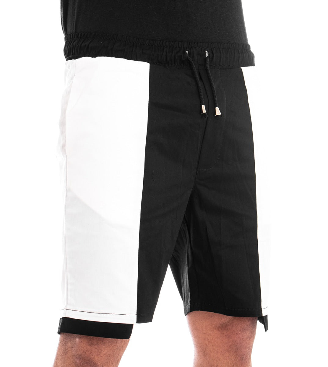 Bermuda Pantaloncino Uomo Corto Elastico Bicolore Nero GIOSAL-PC1280A