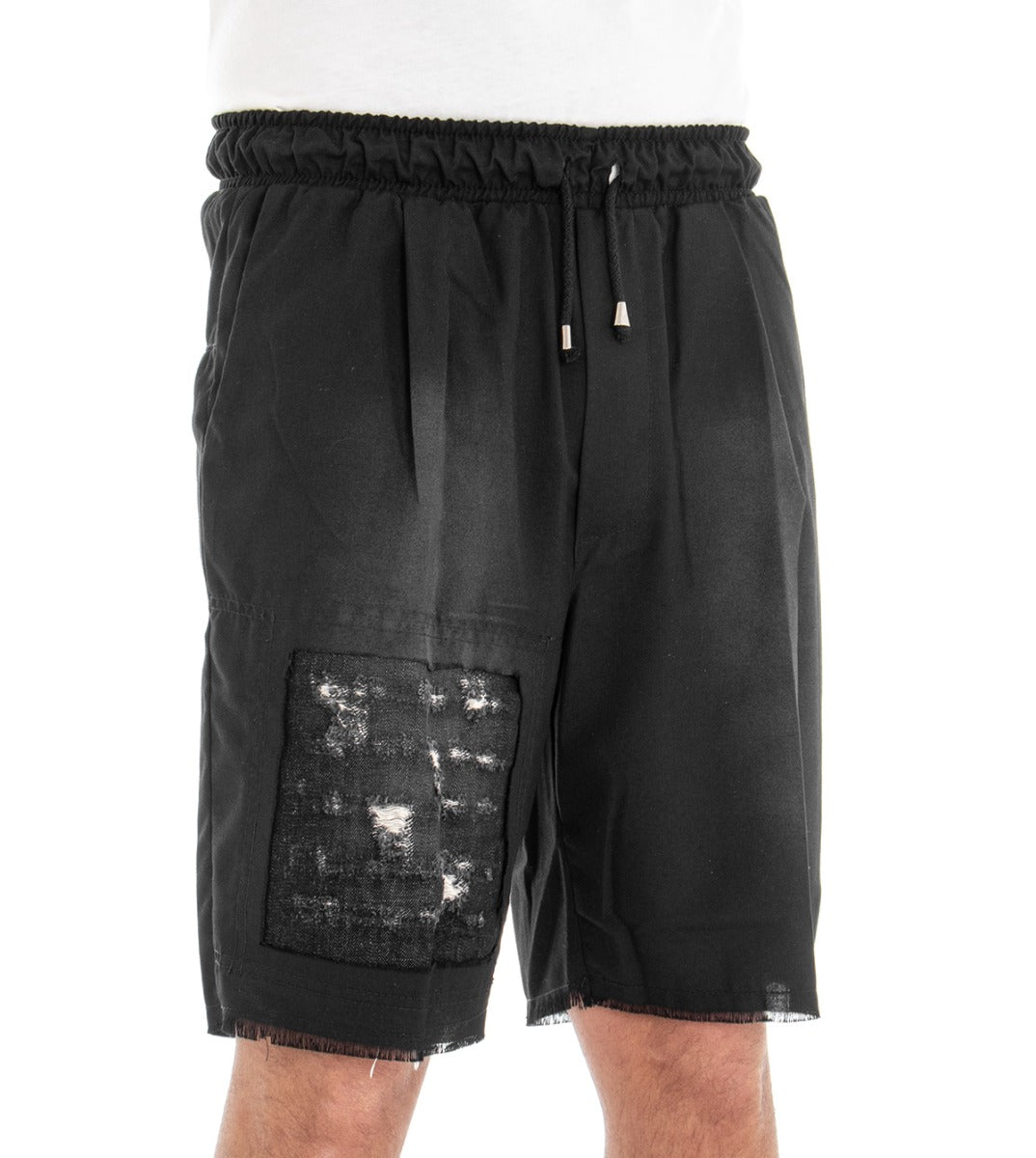 Bermuda Pantaloncino Uomo Tuta Toppa Nero GIOSAL-PC1288A
