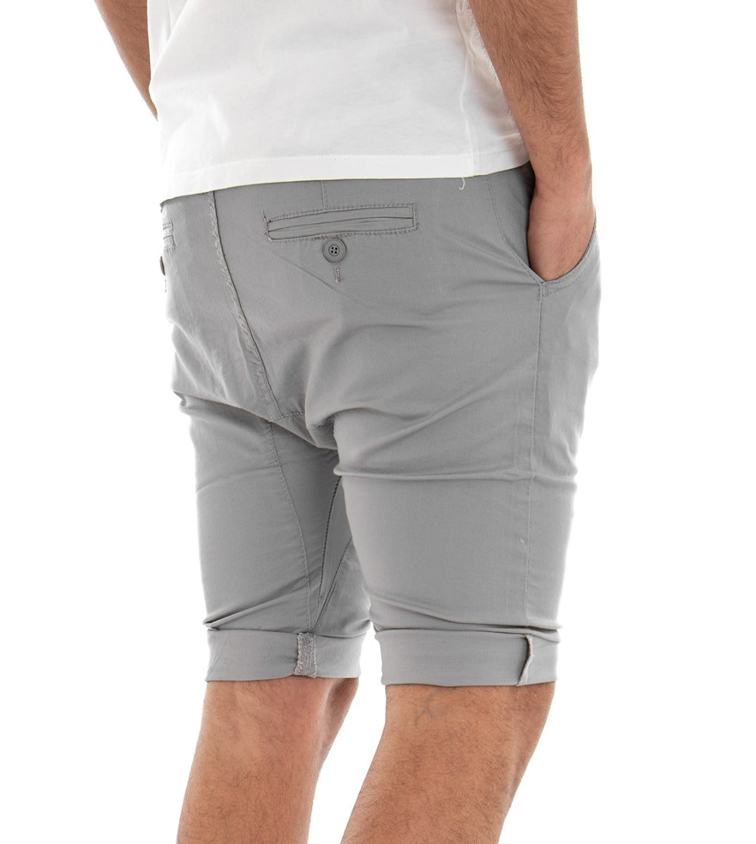 Bermuda Pantaloncino Uomo Corto Grigio Pence Tinta Unita Cavallo Basso GIOSAL-PC1306A