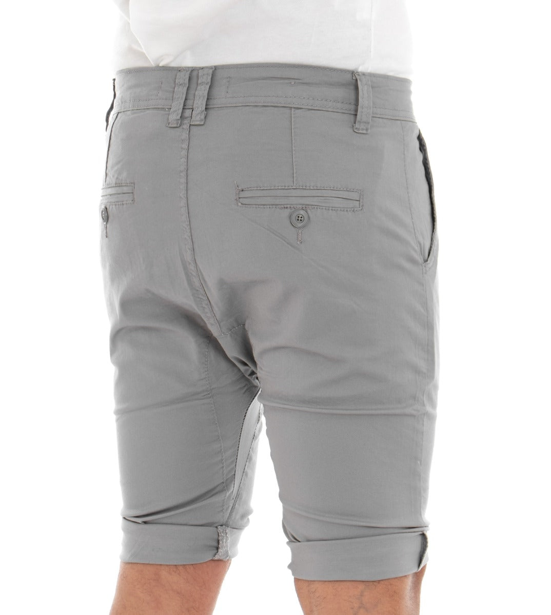 Bermuda Pantaloncino Uomo Corto Grigio Pence Tinta Unita Cavallo Basso GIOSAL-PC1306A