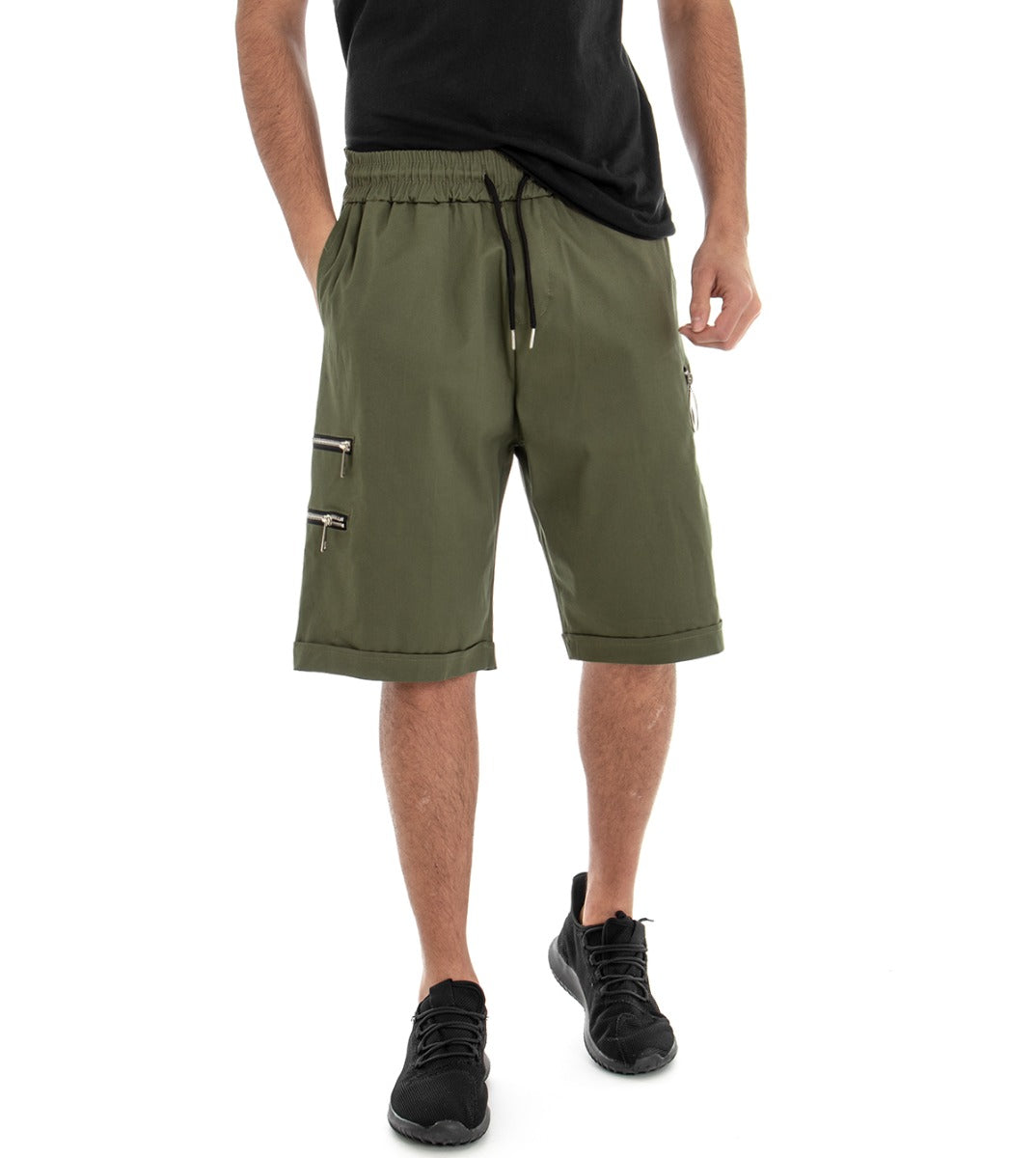 Bermuda Pantaloncino Uomo Corto Verde Elastico GIOSAL-PC1355A