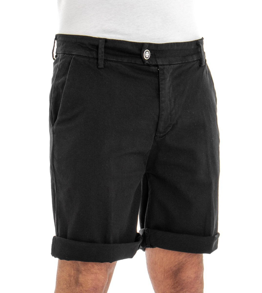 Bermuda Pantaloncino Uomo Corto Cotone Tasca America Nero GIOSAL-PC1378A