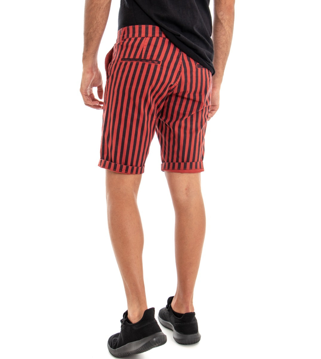 Bermuda Pantaloncino Uomo Corto Rosso Bicolore Rigato GIOSAL-PC1422A