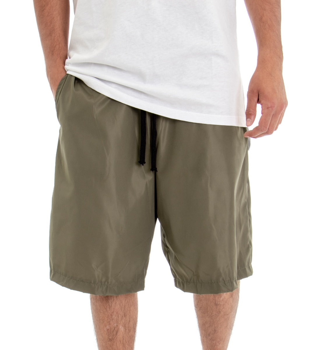Bermuda Pantaloncino Corto Uomo Tinta Unita Verde Over Leggero GIOSAL-PC1443A