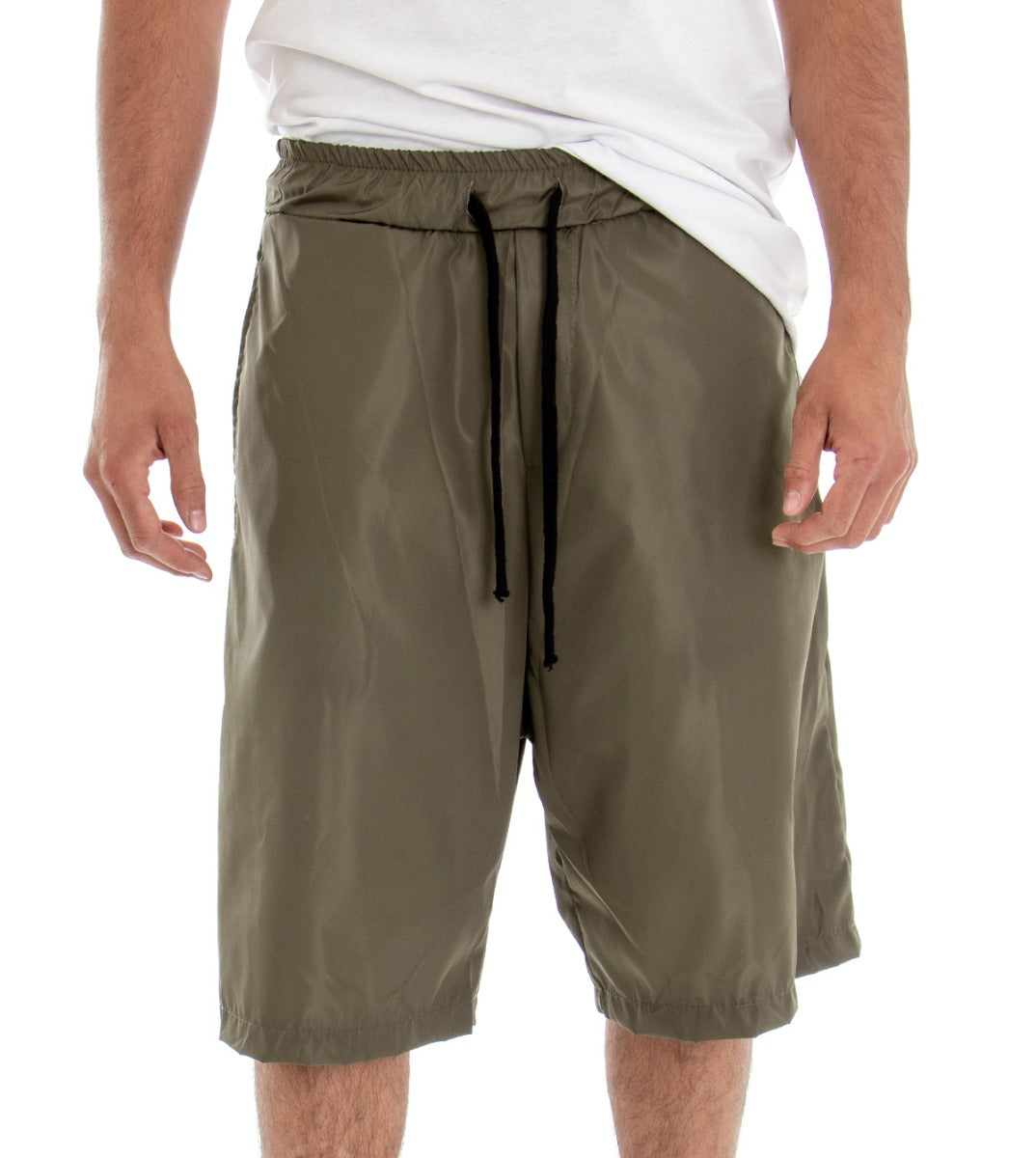 Bermuda Pantaloncino Corto Uomo Tinta Unita Verde Over Leggero GIOSAL-PC1443A