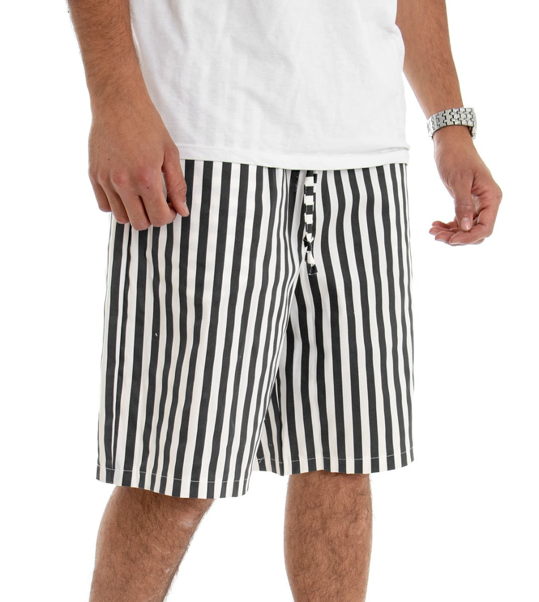 Bermuda Pantaloncino Uomo Corto Rigato Righe Bicolore GIOSAL-PC1447A