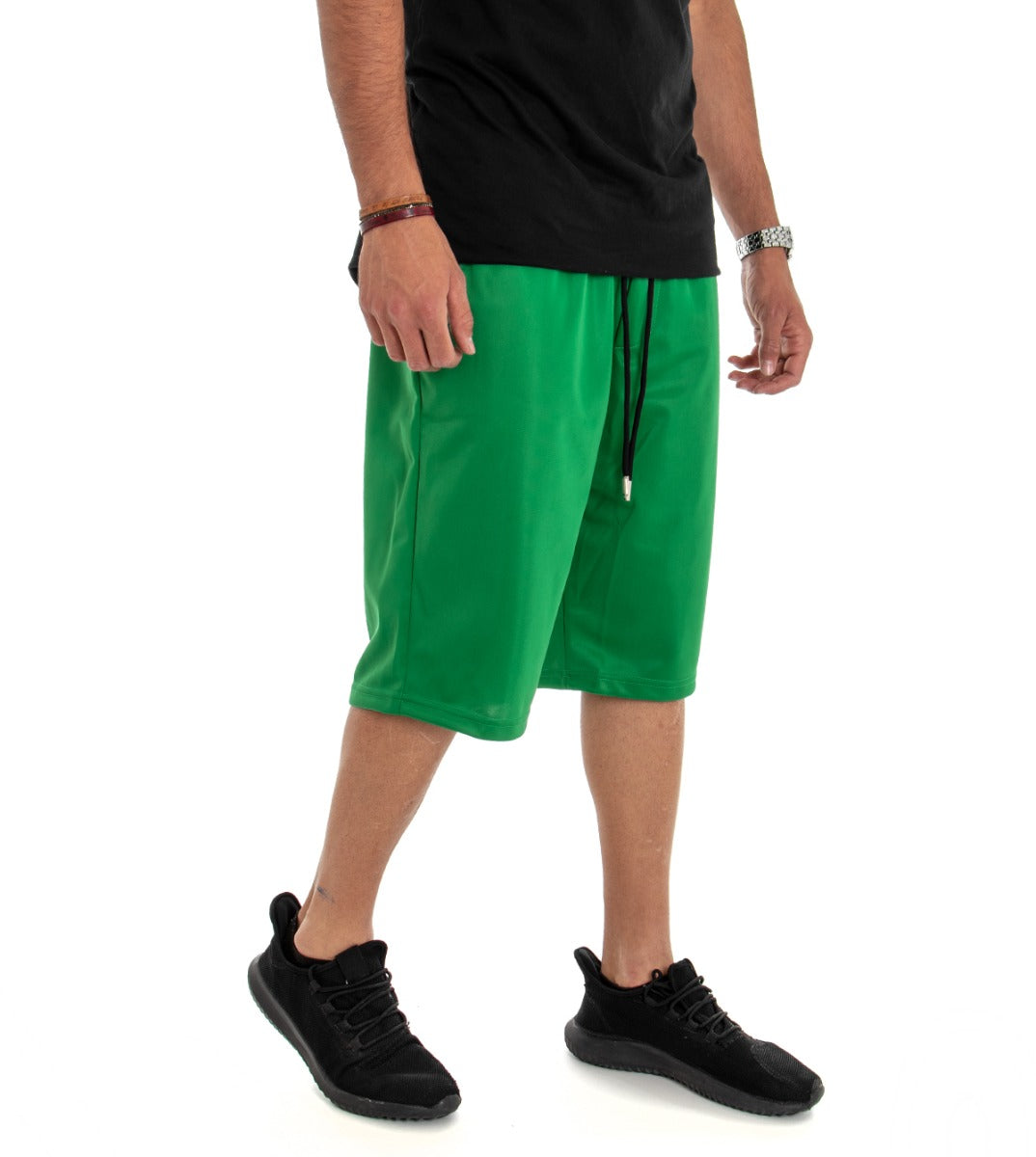 Bermuda Pantaloncino Uomo Corto Tuta Over Tinta Unita Verde GIOSAL-PC1472A