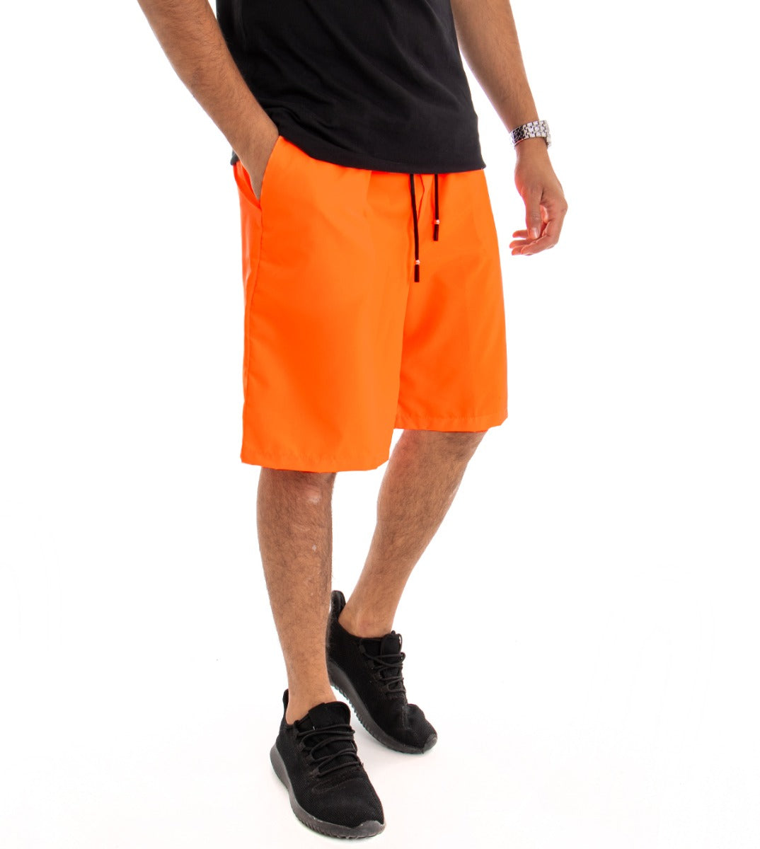 Bermuda Pantaloncino Uomo Corto Over Tinta Unita Arancione GIOSAL-PC1481A