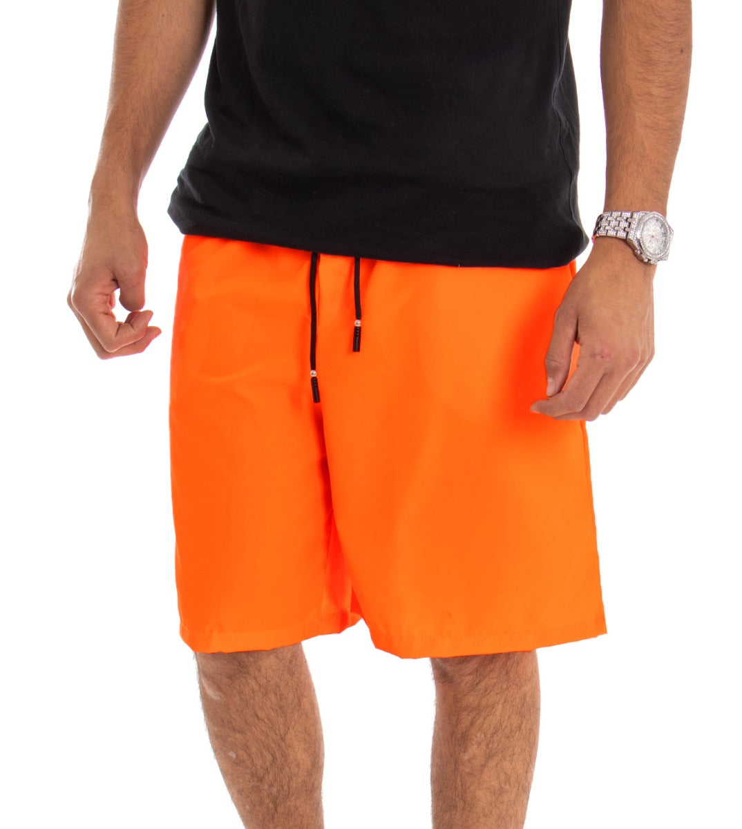 Bermuda Pantaloncino Uomo Corto Over Tinta Unita Arancione GIOSAL-PC1481A