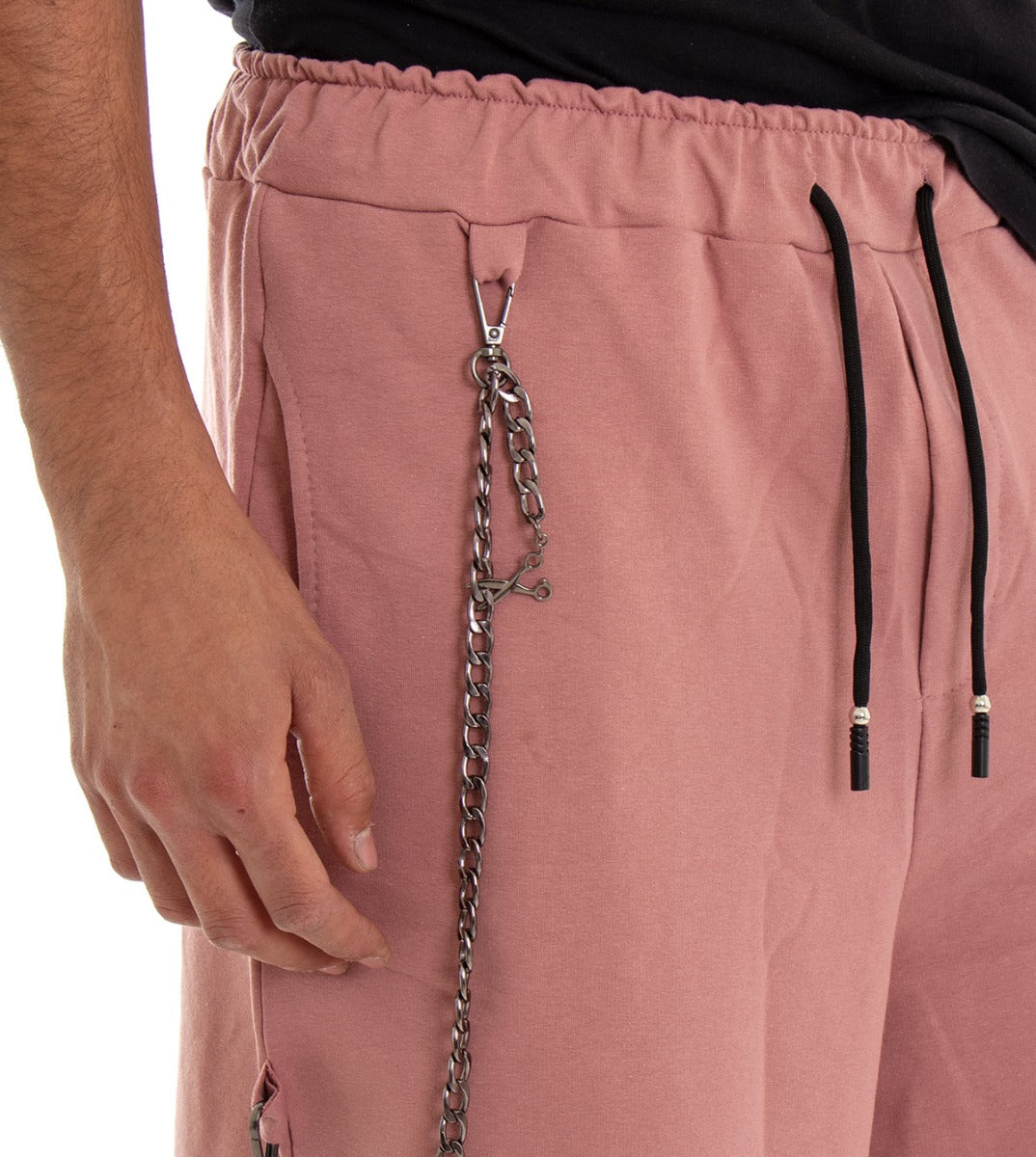 Bermuda Pantaloncino Uomo Corto Over Tinta Unita Rosa Cotone GIOSAL-PC1490A