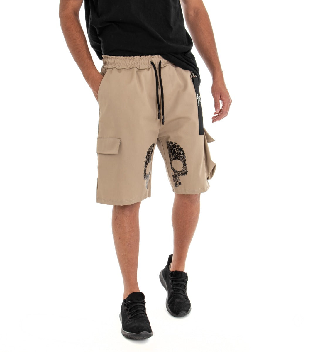 Bermuda Pantaloncino Uomo Shorts Stampa Cargo Beige GIOSAL-PC1522A