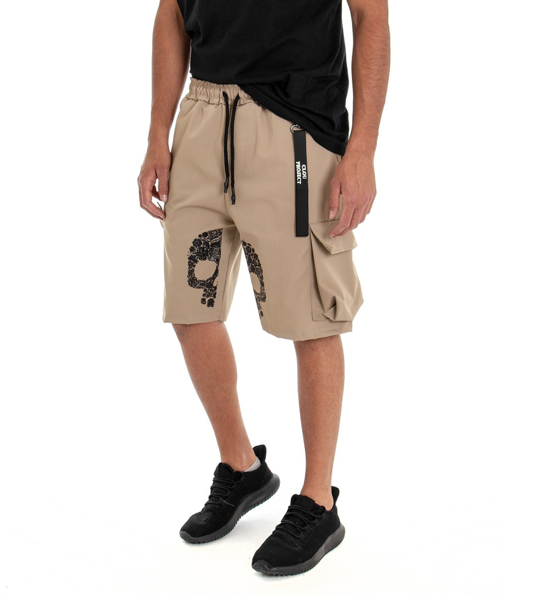 Bermuda Pantaloncino Uomo Shorts Stampa Cargo Beige GIOSAL-PC1522A