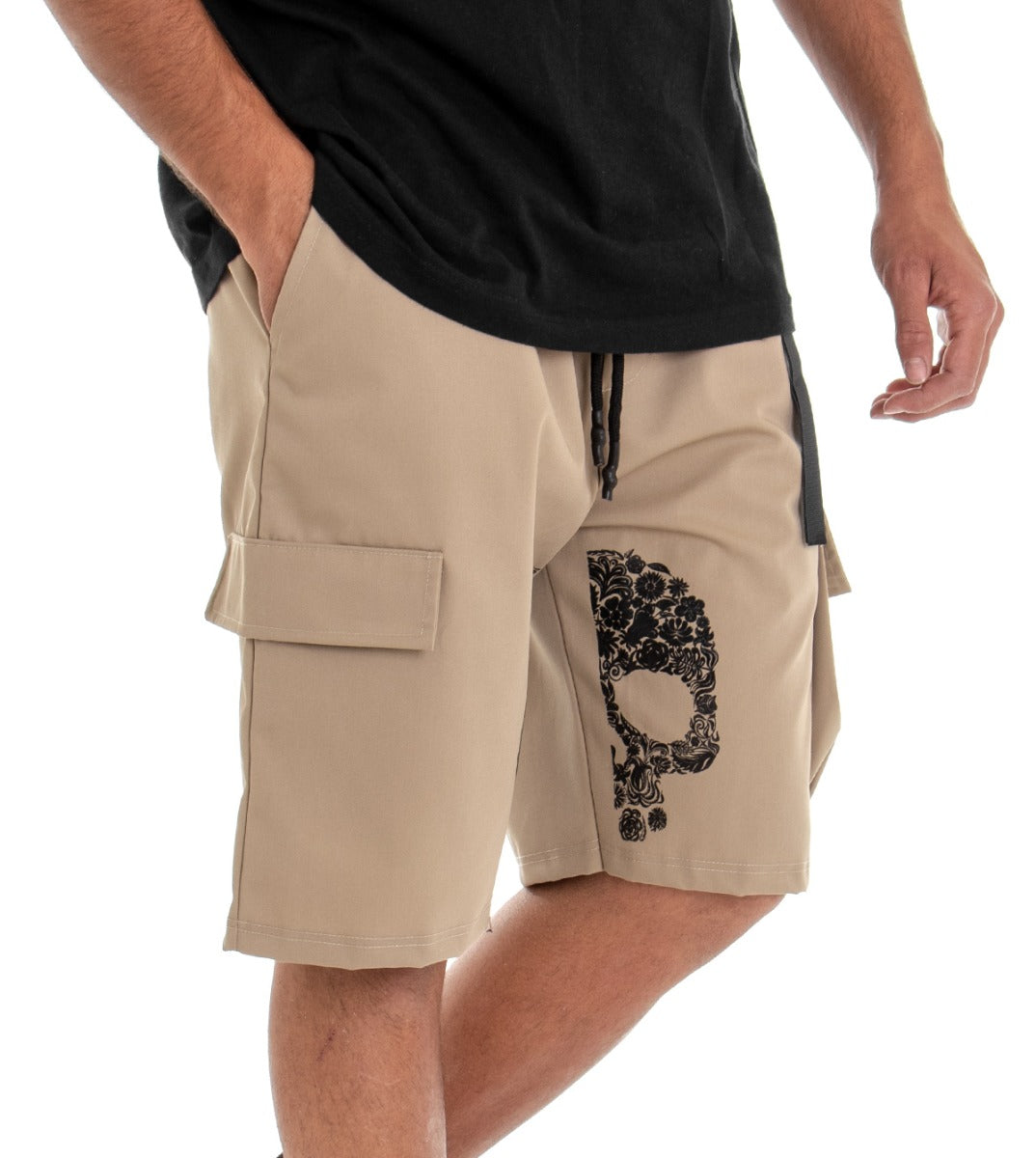 Bermuda Pantaloncino Uomo Shorts Stampa Cargo Beige GIOSAL-PC1522A
