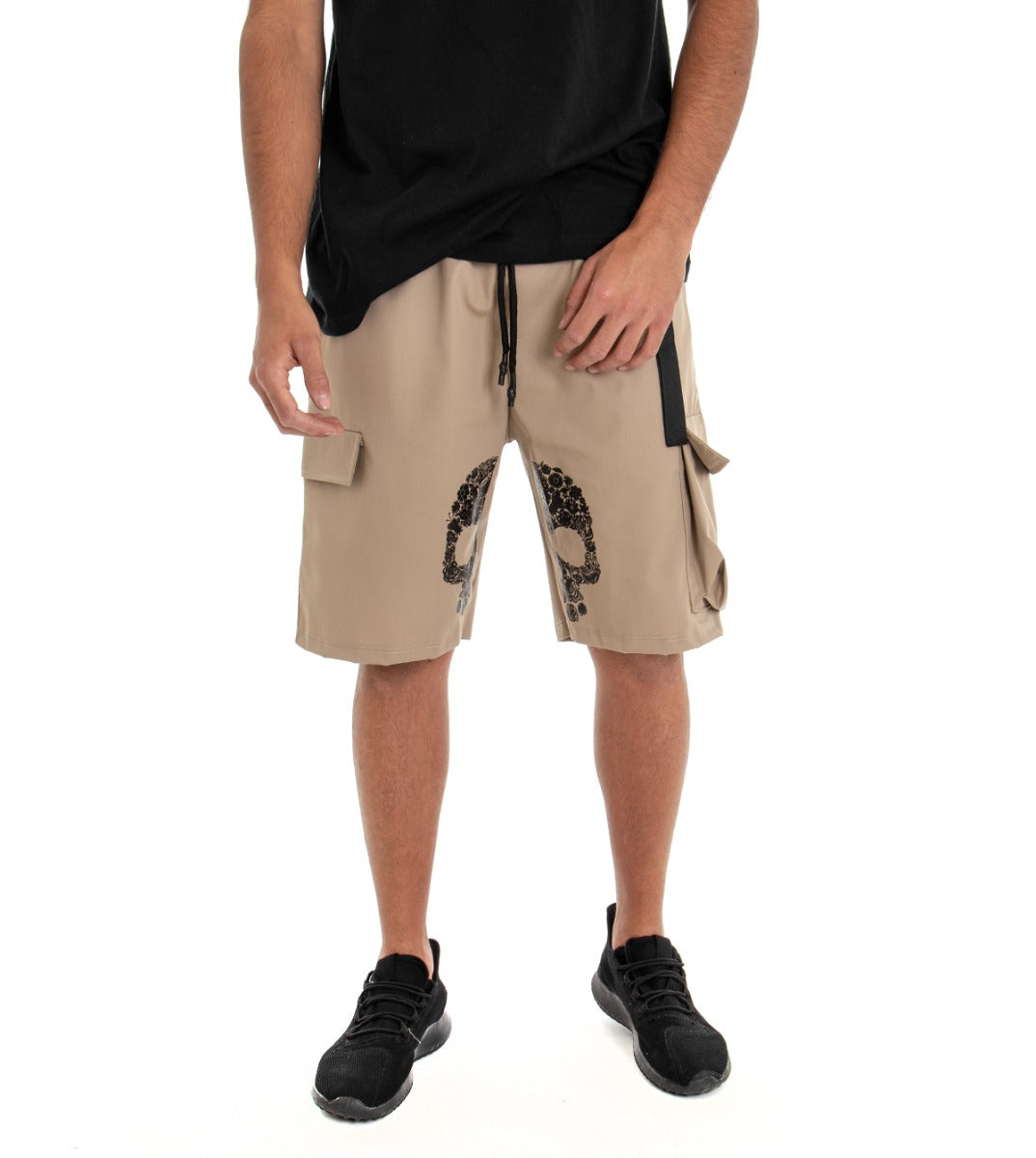 Bermuda Pantaloncino Uomo Shorts Stampa Cargo Beige GIOSAL-PC1522A