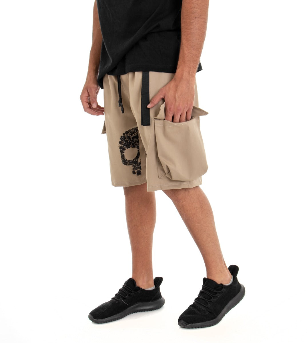 Bermuda Pantaloncino Uomo Shorts Stampa Cargo Beige GIOSAL-PC1522A