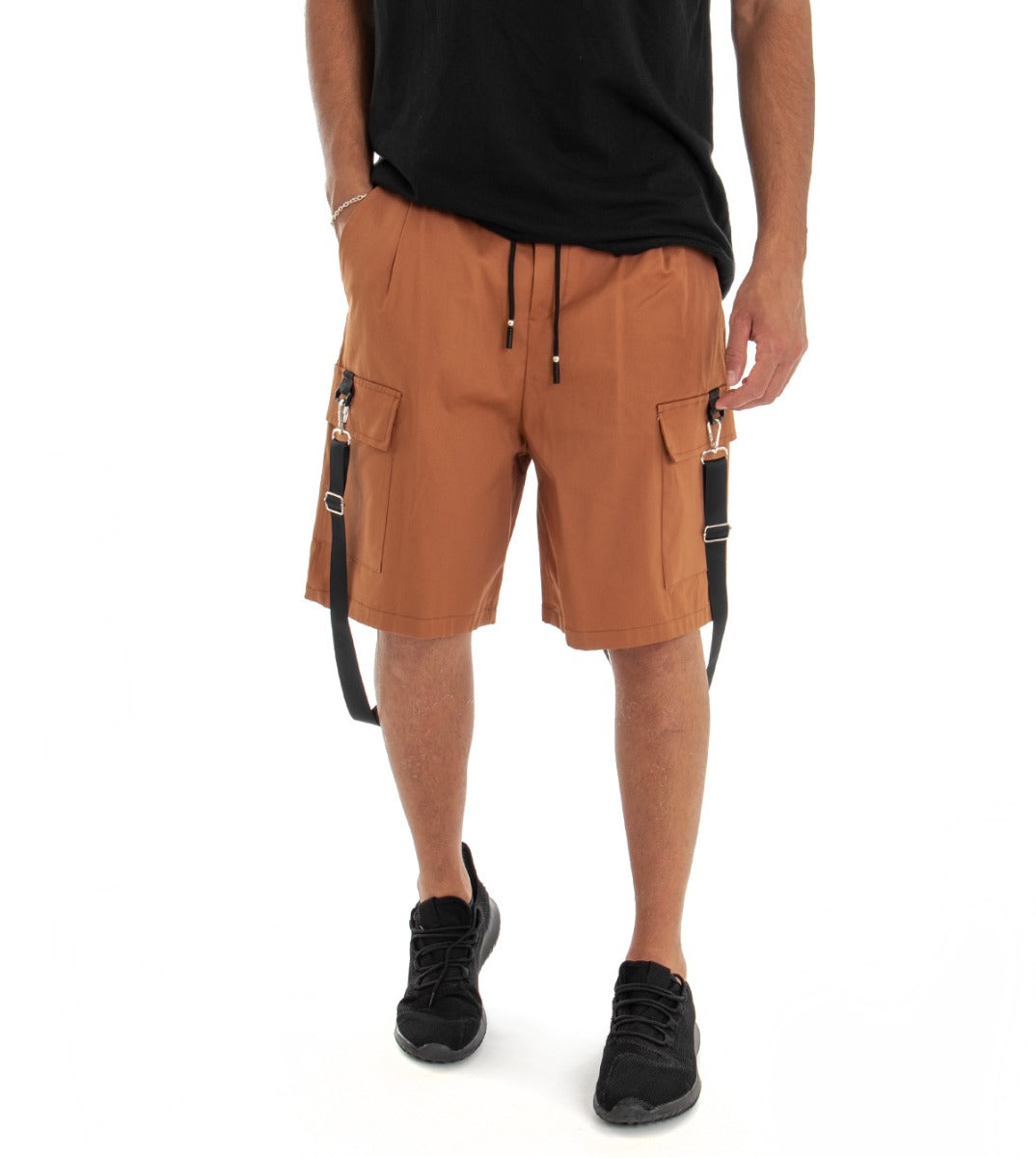 Bermuda Pantaloncino Uomo Shorts Tuta Tabacco Cargo GIOSAL-PC1554A