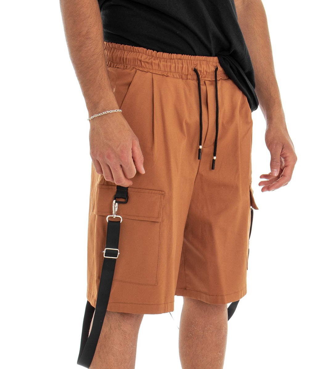 Bermuda Pantaloncino Uomo Shorts Tuta Tabacco Cargo GIOSAL-PC1554A