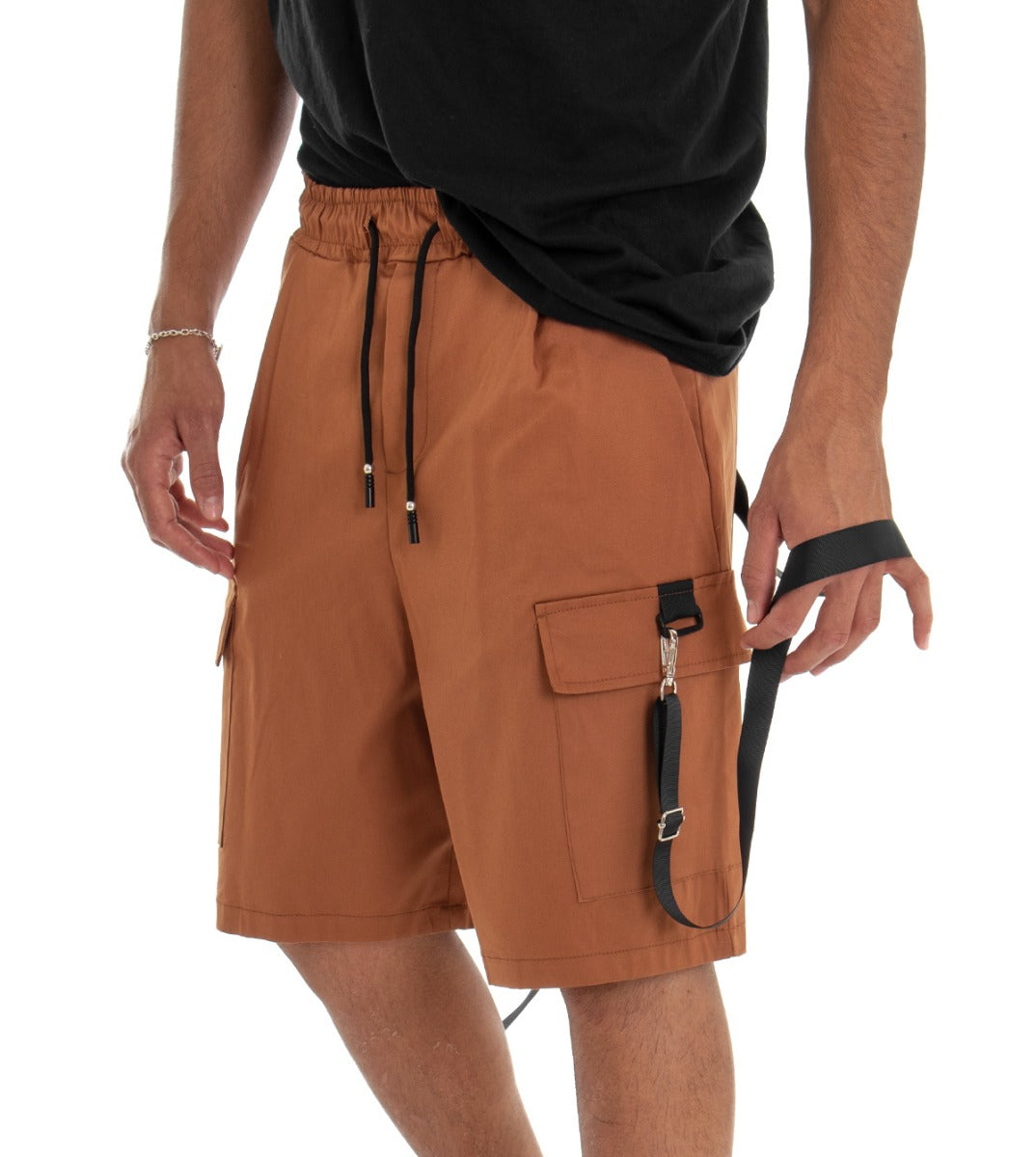 Bermuda Pantaloncino Uomo Shorts Tuta Tabacco Cargo GIOSAL-PC1554A