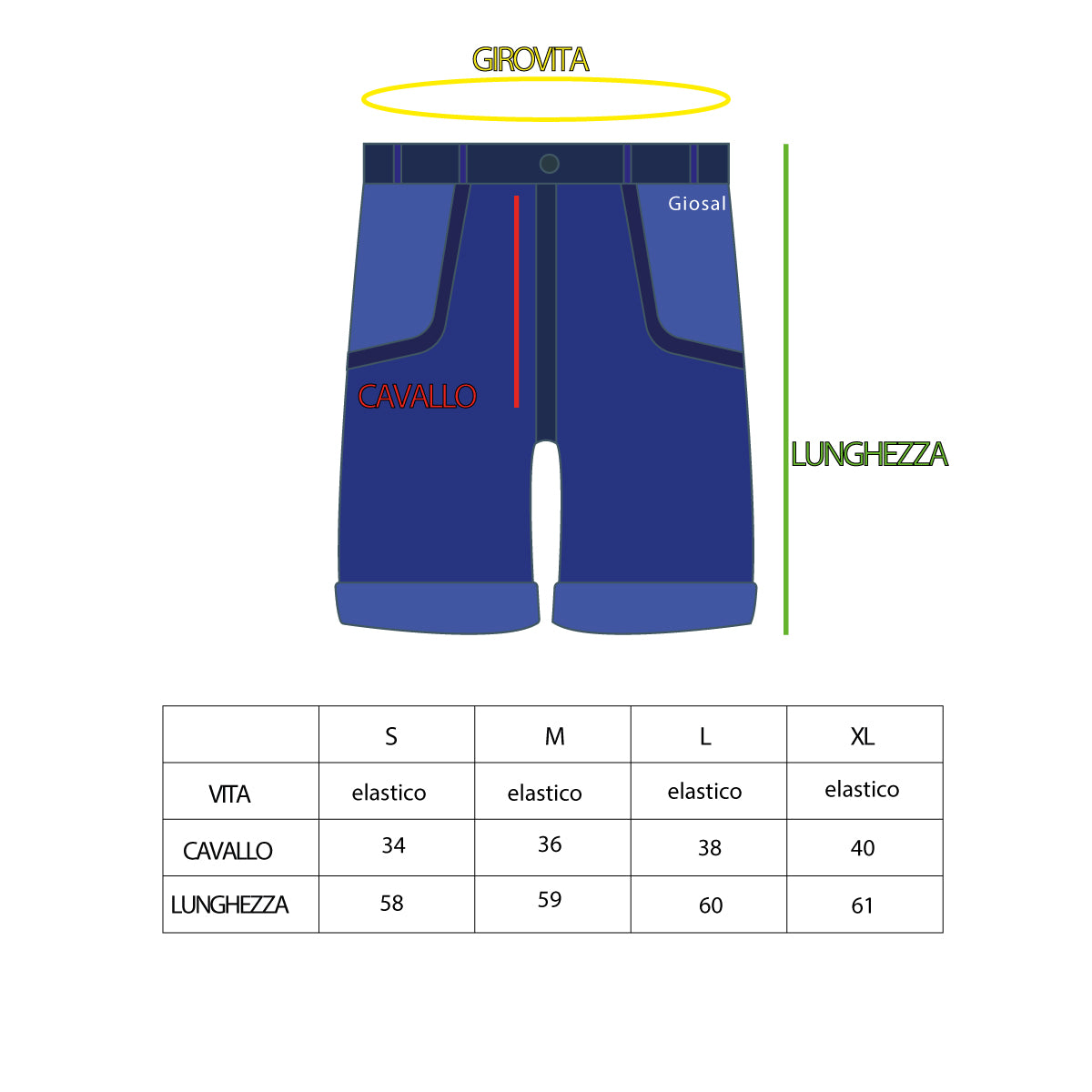 Bermuda Pantaloncino Uomo Corto Celeste Rotture Elastico Oversize GIOSAL-PC1601A