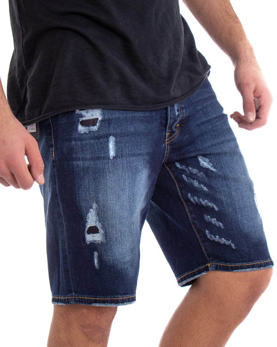 Bermuda Pantaloncino Uomo Corto Jeans Denim Rotture Cinque Tasche GIOSAL-PC1619A