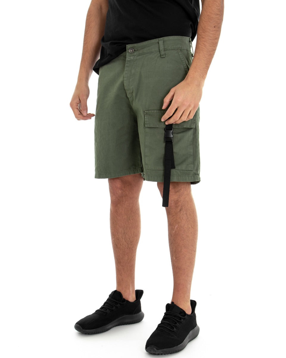 Bermuda Pantaloncino Uomo Corto Verde Tasca America Cargo GIOSAL-PC1627A