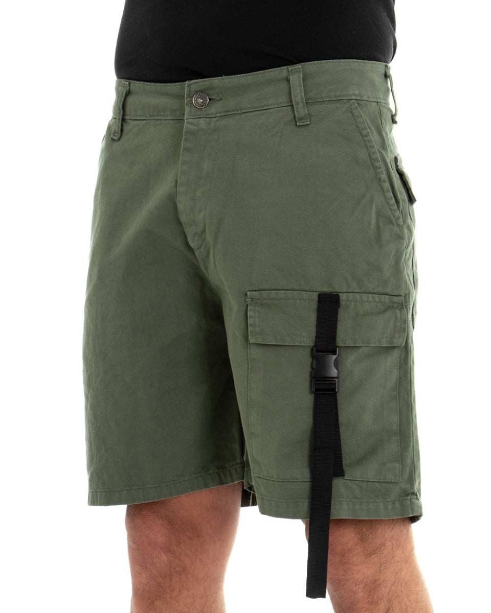 Bermuda Pantaloncino Uomo Corto Verde Tasca America Cargo GIOSAL-PC1627A