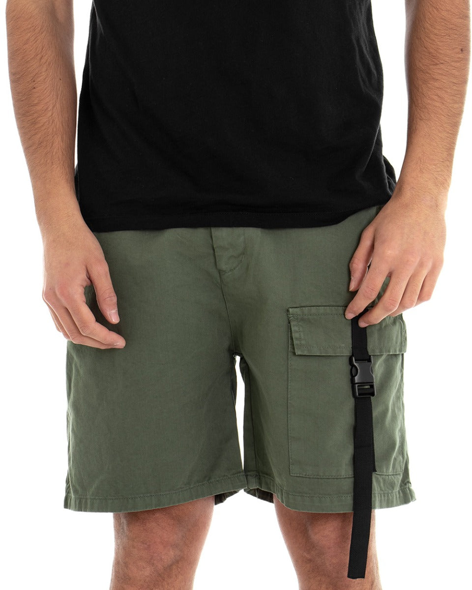 Bermuda Pantaloncino Uomo Corto Verde Tasca America Cargo GIOSAL-PC1627A