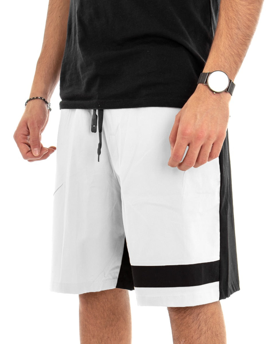 Bermuda Pantaloncino Corto Uomo Bicolore Bianco Nero GIOSAL-PC1630A