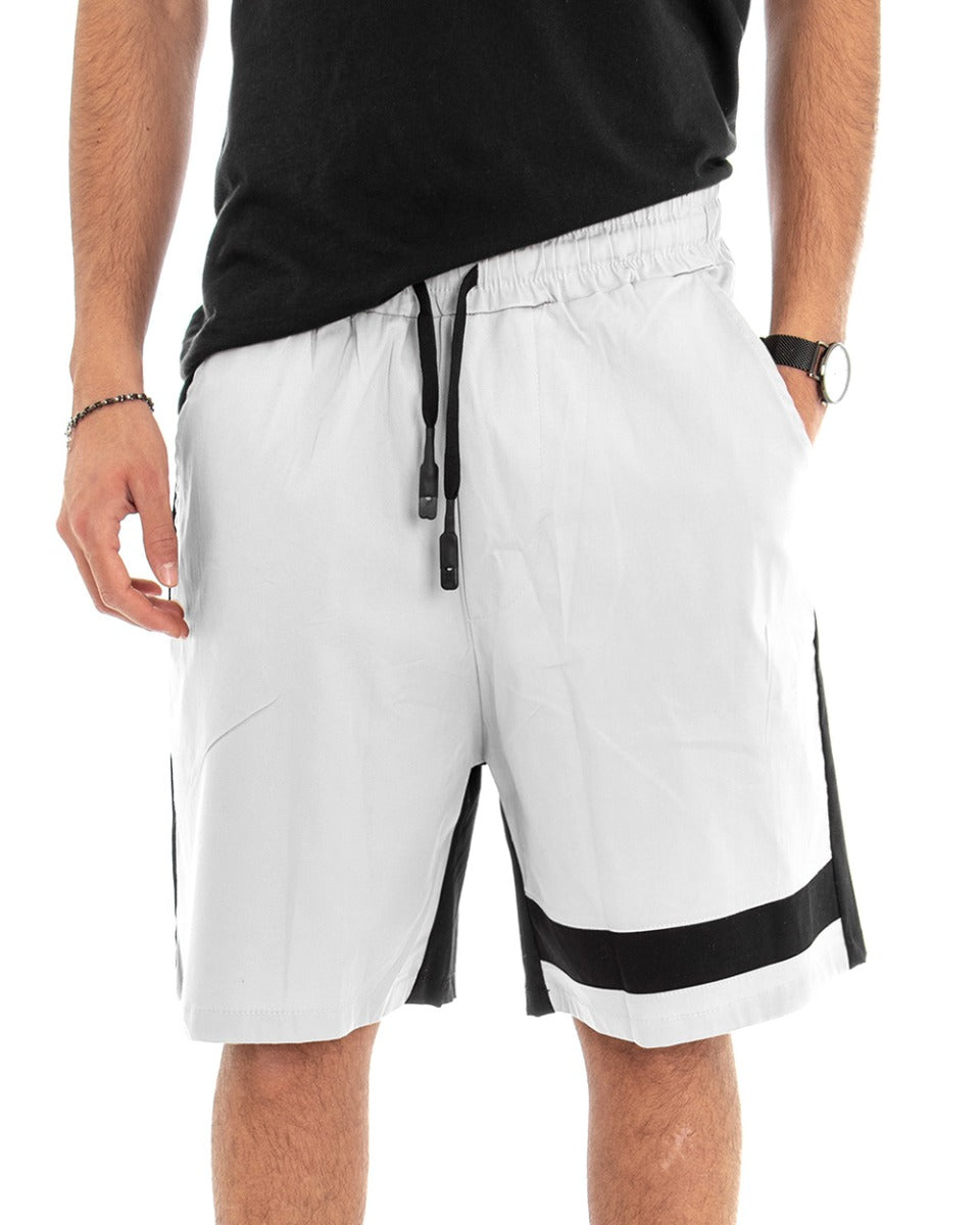 Bermuda Pantaloncino Corto Uomo Bicolore Bianco Nero GIOSAL-PC1630A