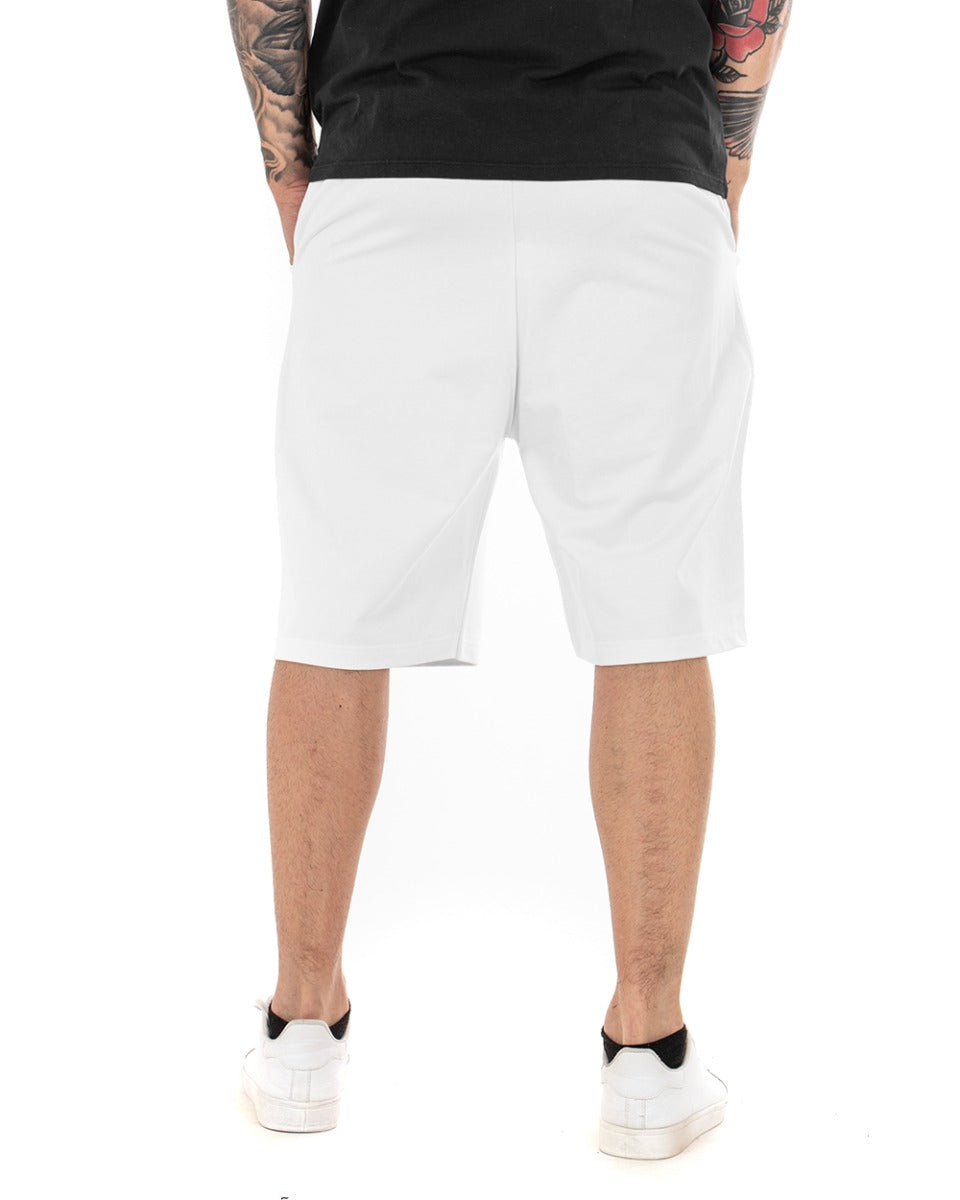Bermuda Pantaloncino Uomo Tuta Tinta Unita Bianco Basic GIOSAL-PC1747A