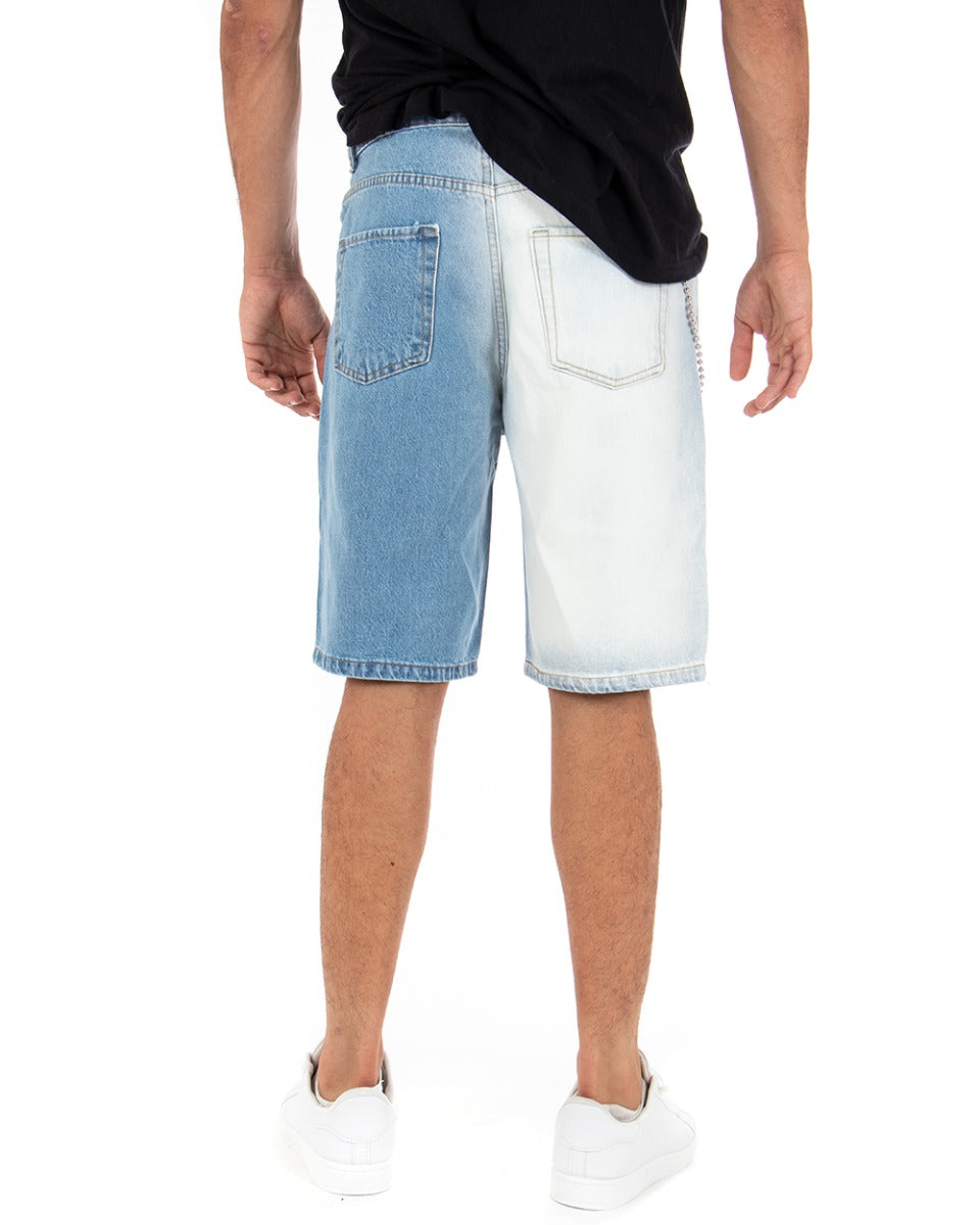 Bermuda Pantaloncino Uomo Bicolore Jeans Cinque Tasche Rotture Sfumato GIOSAL-PC1805A