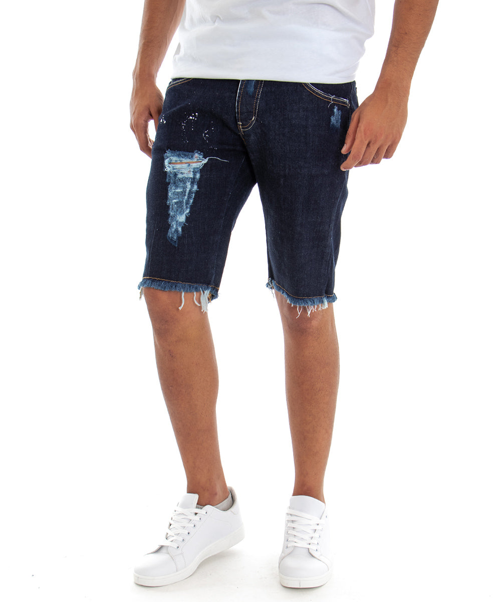 Bermuda Pantaloncino Uomo Jeans Denim Rotture Slim Cinque Tasche GIOSAL-PC1815A