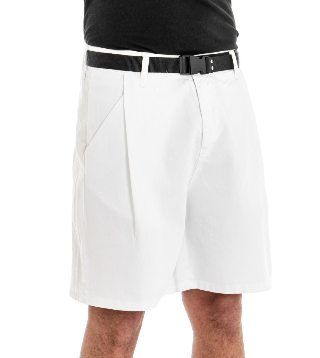 Bermuda Pantaloncino Uomo Cotone Bianco Tasca America GIOSAL-PC1828A