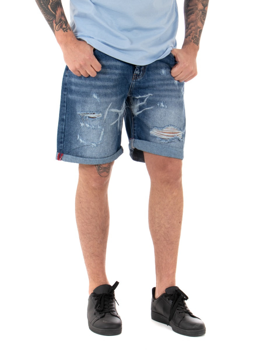 Bermuda Pantaloncini Uomo Corti Jeans Cinque Tasche Casual Con Rotture Denim GIOSAL-PC1840A