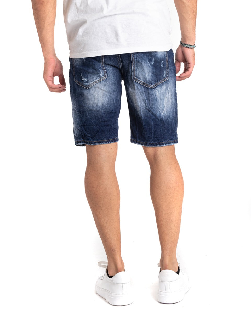 Bermuda Pantaloncino Uomo Corto Jeans Casual Denim Scuro Basic GIOSAL-PC1863A