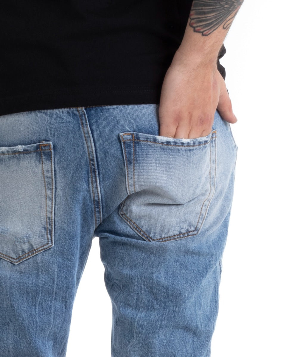 Bermuda Pantaloncini Uomo Jeans Slim Cinque Tasche Denim Chiaro Slavato GIOSAL-PC1877A