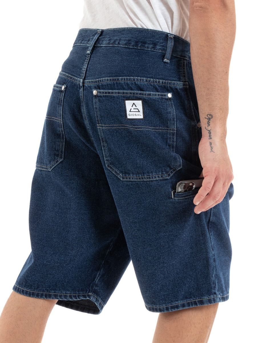 Bermuda Pantaloncini Uomo Corti Jeans Baggy Tasca Smart Denim GIOSAL-PC1918A
