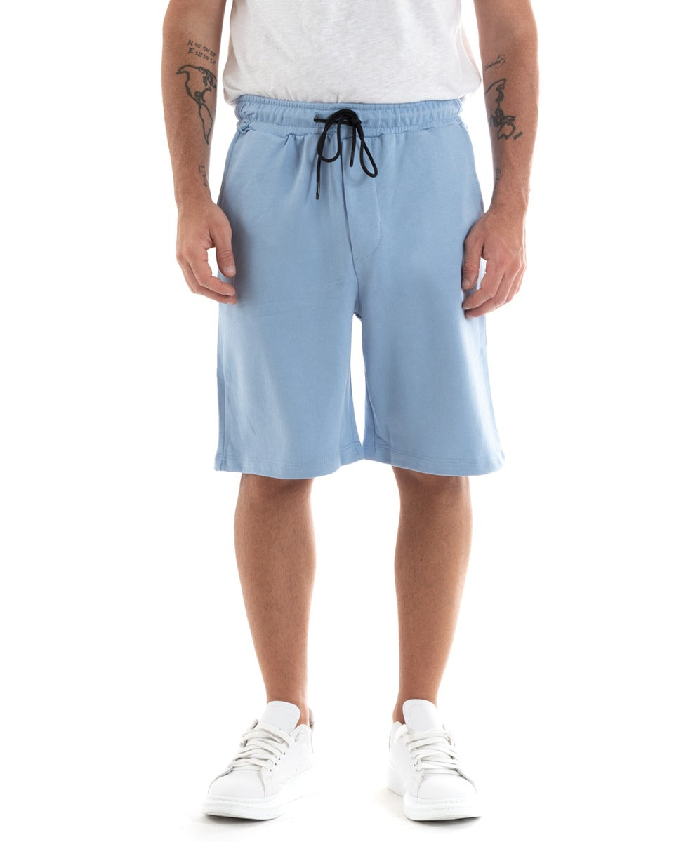Bermuda Pantaloncini Uomo Corti Cotone Basic Pantalaccio Tinta Unita Polvere GIOSAL-PC1936A