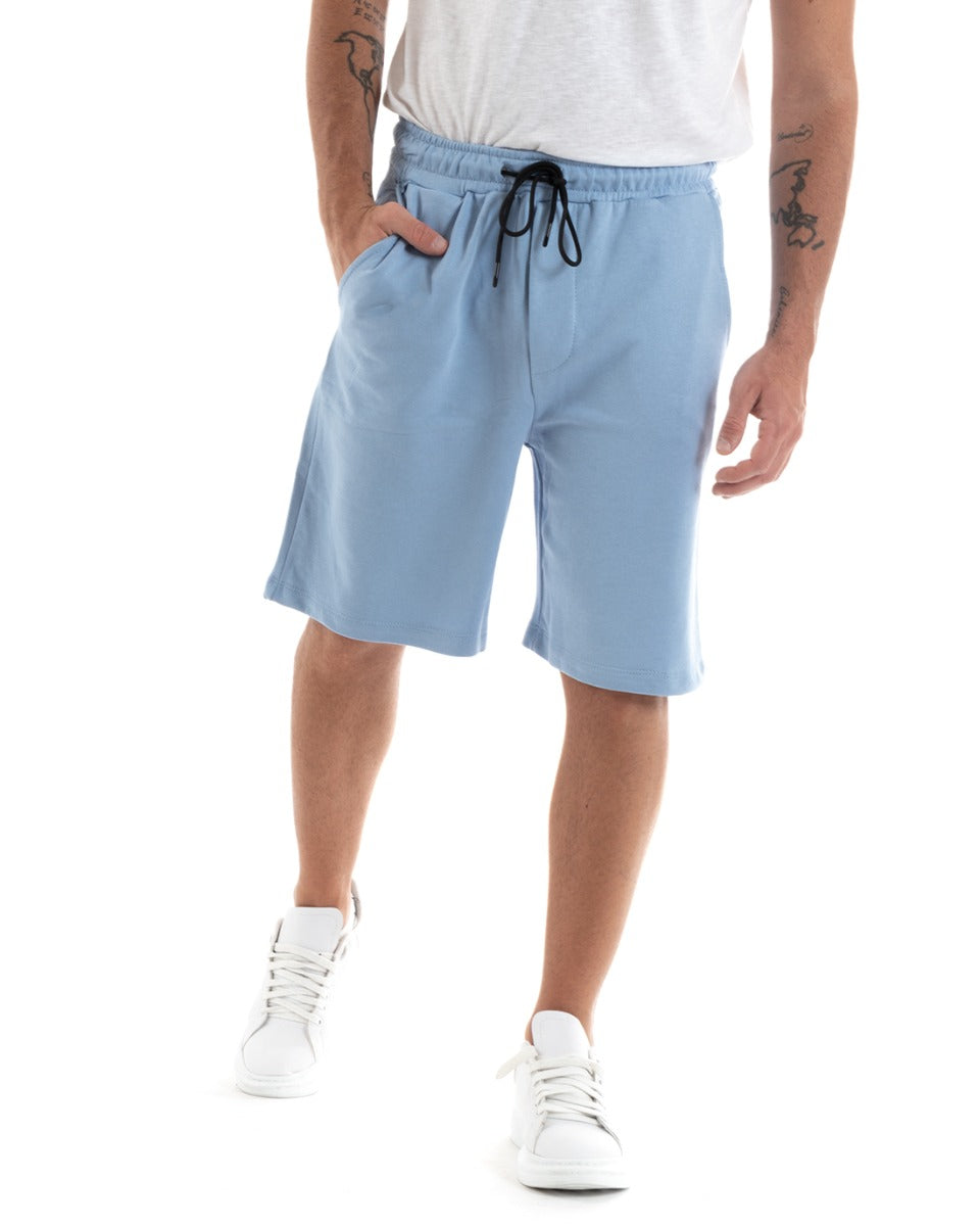 Bermuda Pantaloncini Uomo Corti Cotone Basic Pantalaccio Tinta Unita Polvere GIOSAL-PC1936A