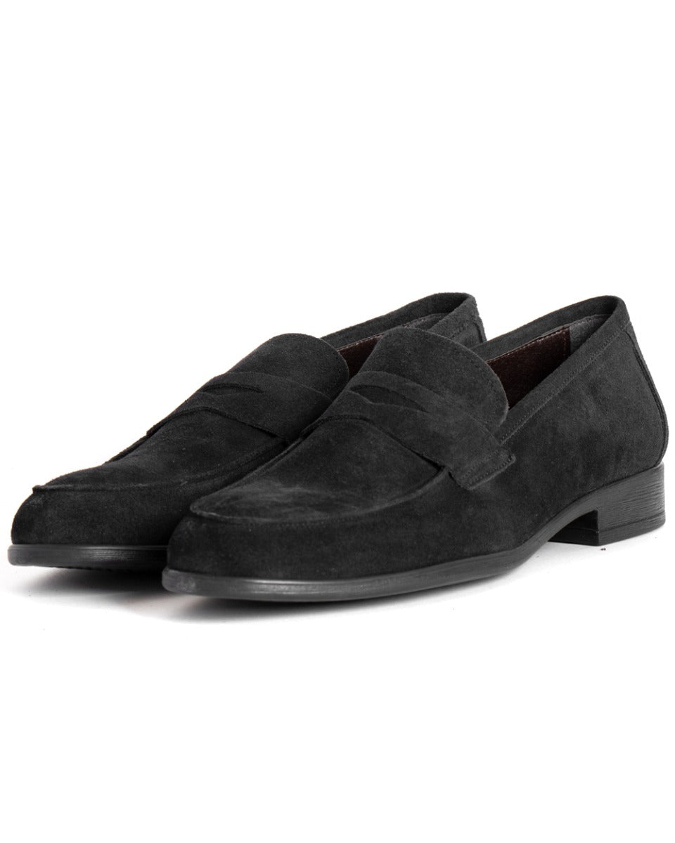 Scarpe Uomo Shoes Mocassini College Camoscio Nero Sportivo Elegante Classico GIOSAL-S1146A