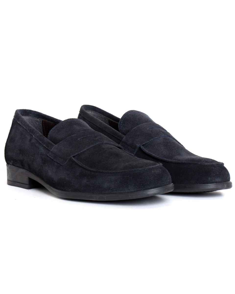 Scarpe Uomo Shoes Mocassini College Camoscio Blu Sportivo Elegante Classico GIOSAL-S1147A
