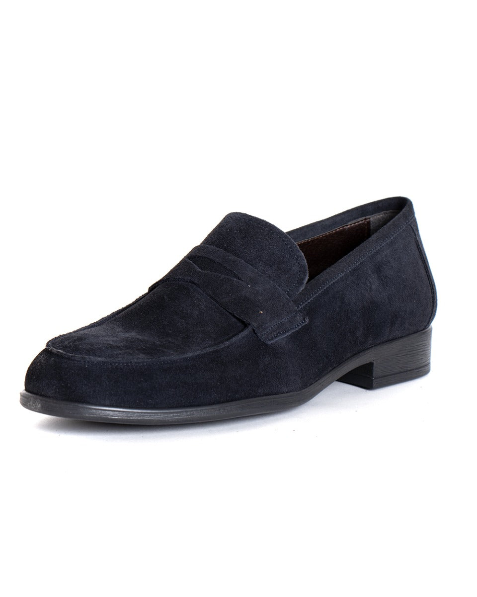 Scarpe Uomo Shoes Mocassini College Camoscio Blu Sportivo Elegante Classico GIOSAL-S1147A