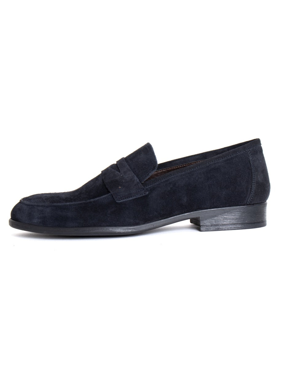 Scarpe Uomo Shoes Mocassini College Camoscio Blu Sportivo Elegante Classico GIOSAL-S1147A