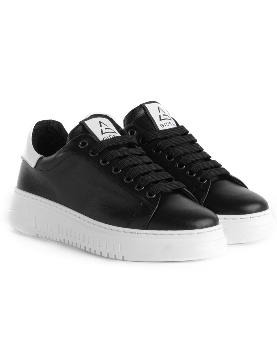 Scarpe Uomo Sneakers Ecopelle Nere Basic Casual Eleganti Sportive GIOS