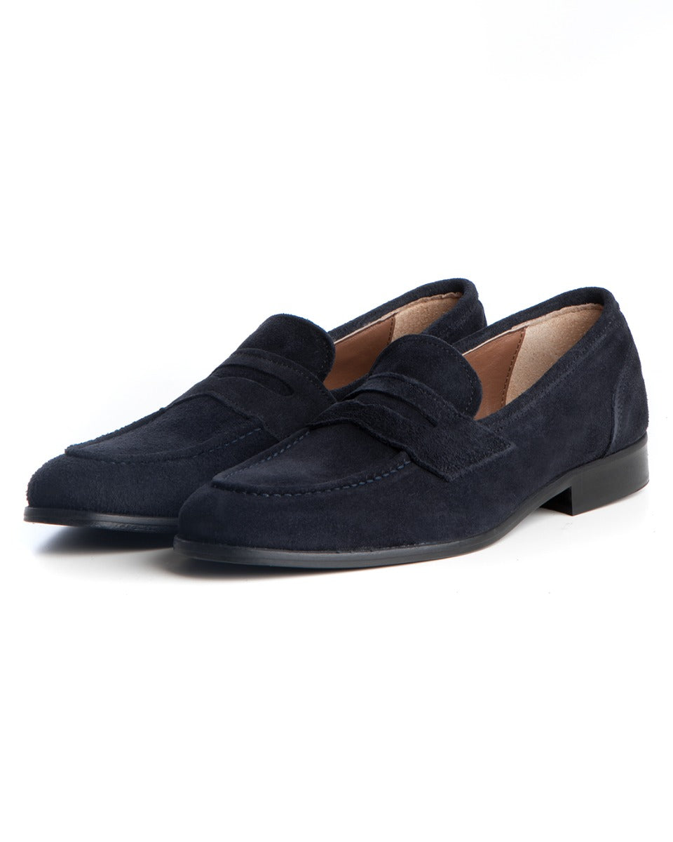 Mocassini College Uomo Scarpe Camoscio Blu Eleganti Casual Sportive GIOSAL-S1193A
