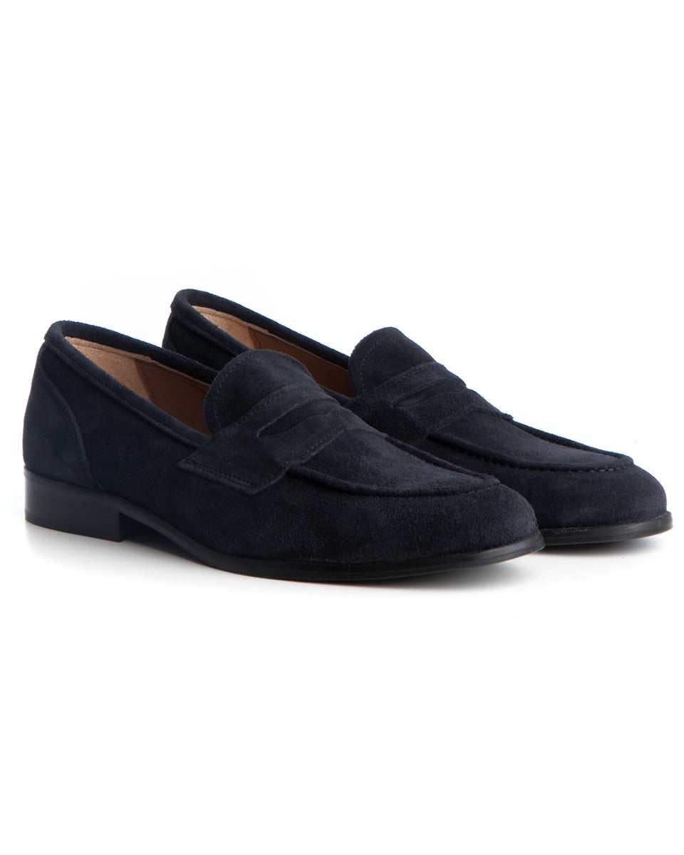 Mocassini College Uomo Scarpe Camoscio Blu Eleganti Casual Sportive GIOSAL-S1193A