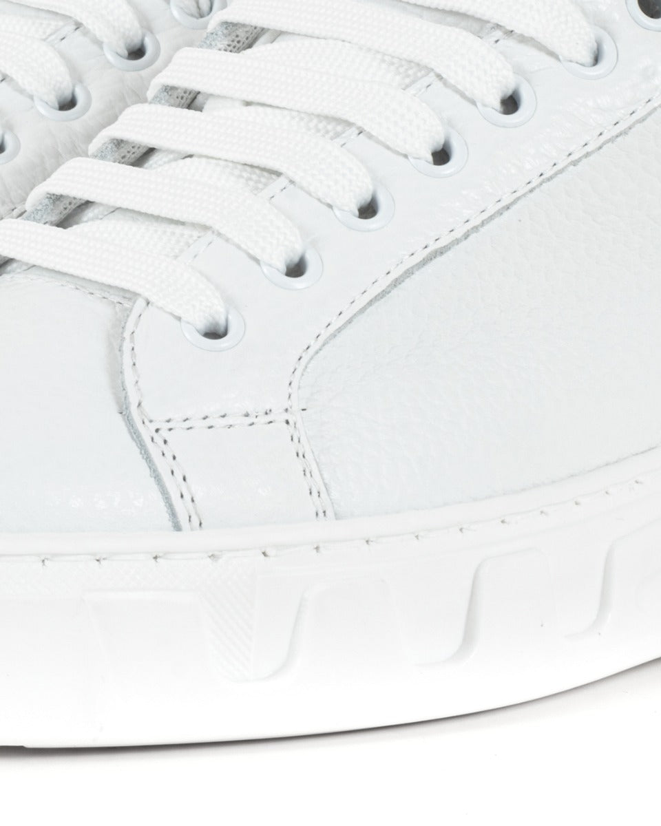 Scarpe Uomo Sneakers Ecopelle Martellata Basic Bianco Casual Sportive Comode GIOSAL-S1222A